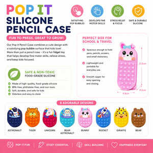 Trousse à crayons anti-stress à bulles sensorielles 22,5x9x4,5cm avec fermeture à glissière, cadeau pour étudiants de l'école primaire HauHwa Digital - Product Image 4