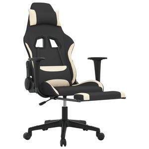 Chaise de jeu noire et crème en tissu 100% polyester, construction en métal et contreplaqué - Product Image 6
