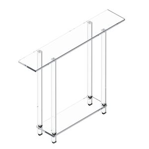 Consolle Moderna Rettangolare in Acrilico con 2 Ripiani, Scrivania Laterale Stretta e Vano Portaoggetti Sottostante Trasparente - Ideale per Hotel - Product Image 1