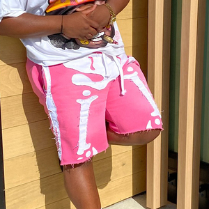 Pantalones Cortos Personalizados para Hombre, 100% Algodón, Felpa Francesa, Estampado de Letras en Relieve, Cintura Elástica con Cordón, Estilo Vintage - Product Image 5