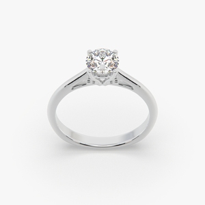 Anillo de Compromiso y Boda Minimalista Clásico de Plata 925 con Moissanita, Corte Brillante Redondo, Engaste de Garras, para Mujer - Product Image 3