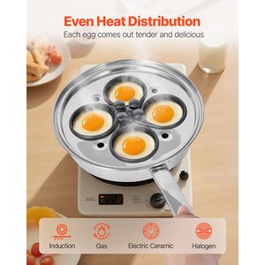 Padella Antiaderente in Acciaio Inox per 4 Uova Sode, con 4 Vaschette Rimovibili Grandi, per Cuocere e Friggere - Product Image 4