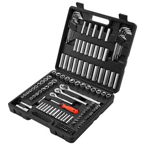 Set di chiavi a bussola da 149 pezzi con cricchetto da 3/8, 1/4, 1/2 pollici, metrico e SAE, profondo e piatto, per meccanici, con chiavi inglesi - Product Image 1