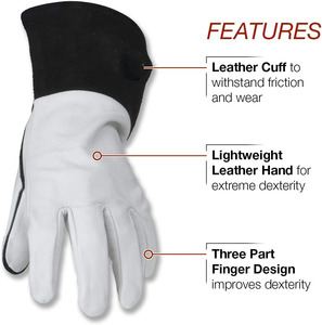 Guantes de soldadura Tig de cuero resistentes a la abrasión - Product Image 2