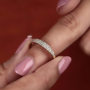 14K Yellow Gold Round Cut Lab Grown Diamond Pave Signet Engagement <b>Ring</b> Custom Fine Jewelry Wedding <b>Ring</b> OEM ODM Manufacturer - Product Image 4