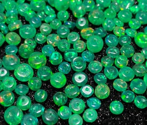 Perles d'opale verte naturelle éthiopienne, forme ronde, lisses, traitées par fumigation, 3-5 mm, pour bijoux - Product Image 5