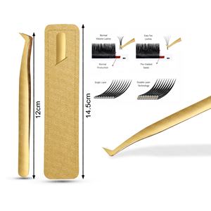 Pinzas para pestañas chapadas en oro de alta calidad, recién llegado, herramienta esencial para artistas de pestañas, Material de Metal con logotipo personalizado - Product Image 1
