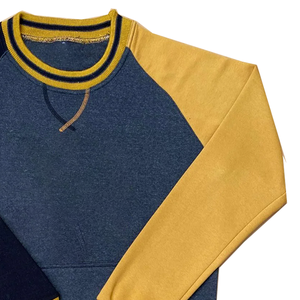 Sweat-shirt surdimensionné à col rond Alpha personnalisé, color-block – Pull en molleton doublé noir pour homme, style fraternité, vente en gros, hiver - Product Image 3