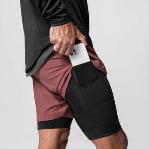 Pantalones Cortos Deportivos 2 en 1 para Hombre, con Logotipo Personalizado OEM, de Secado Rápido, Antiarrugas, con Forro de Compresión, Cintura Elástica, para Entrenamiento al Aire Libre - Product Image 1
