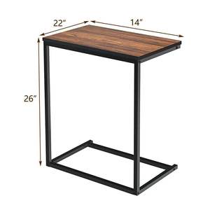 Table d'appoint en fer avec plateau en bois écologique, favorisant une vie durable avec des matériaux et un style responsables - Product Image 1