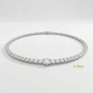 Collar de tenis de diamantes cultivados en laboratorio chapado en oro rosa, elegante, de plata 925, con brillo atemporal, lujoso, para fiesta de compromiso o aniversario - Product Image 3