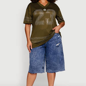 Maillot de football américain surdimensionné de haute qualité pour femme, design personnalisé, style rétro, avec logo en strass, streetwear, tenue de football USA - Product Image 4