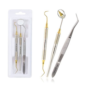 Ensemble d'examen dentaire 3 pièces, kit de diagnostic de base avec étui de stérilisation, manuel professionnel en acier inoxydable - Product Image 1