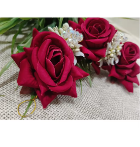 Épingle à cheveux rose faite à la main, bijou de mariée, accessoire floral pour mariages, fêtes et coiffures festives - Product Image 5