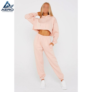 Casual 2 Piece Tracksuit <b>Set</b>, Best Material Wholesale Price With Own Customized Logo Print Ladies Gym Crop Tracksuits - Product Image 4