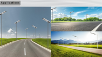 Lampadaire LED Solaire IP65 Alimentation CC 6000K Angle de Faisceau 140° Dimmable Certifié CE RoHS 10000 Heures pour Éclairage Routier
