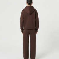 Ensemble de survêtement pour femme, fabriqué en usine OEM, en coton/polyester, avec sweat à capuche oversize à épaules tombantes et pantalon large, coupe ample, pour l'extérieur