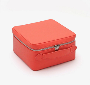Leather cosmetic travel bag Medium size <b>makeup</b> <b>case</b> Zipper closure <b>makeup</b> bag Elegant soft handle bag - Product Image 3