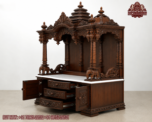 Large Size Teak Wooden Handicraft Temple Designer Modern Detachable Indian High Quality Traditional Pooja <b>Mandir</b> DST Exports USA - Product Image 5