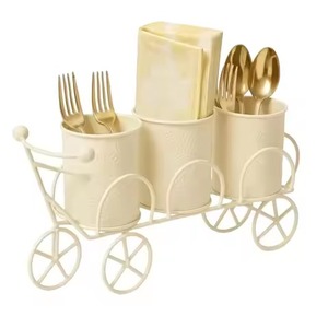 Metal Cutlery Holder <b>Stand</b> Spoon Fork Tissue Organizer Multi Compartment Kitchen Table Storage Rack Decorative <b>Cycle</b> caddy - Product Image 1