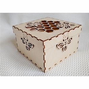 Caja de Joyería de Madera Grabada con Láser al por Mayor, Estuche de Regalo con Diseño de Abeja Personalizado, Caja Organizadora de Almacenamiento de MDF Hecha a Mano y Cortada con Láser - Product Image 1