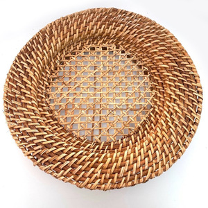 Handwoven gold <b>round</b> charger plates rattan plate chargers best deal decor table accessories - Product Image 2
