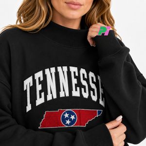 Sweat-shirt à col montant pour femme avec inscription TENNESSEE et appliqué carte, épais et lourd, idéal pour l'hiver - Product Image 6