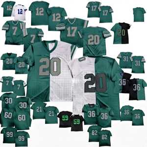 Maillot de football américain personnalisé vert marine bicolore avec nom du joueur, impression par transfert thermique sur maille, vêtement de sport unisexe pour adulte, col en V - Product Image 1