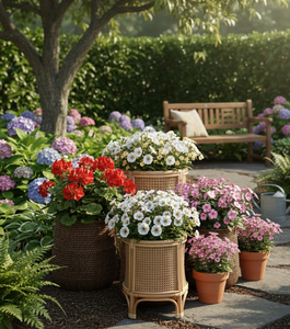 Support de pot de fleurs en rotin tressé surélevé avec pieds, pot de fleurs décoratif en osier pour intérieur, patio et balcon, fabriqué au Vietnam - Product Image 6