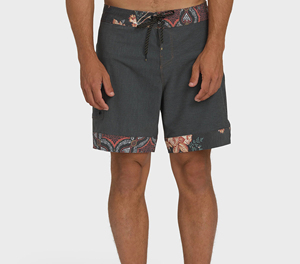 Shorts de surf athlétiques pour hommes, pour la natation et les sports de plage - Polyester/coton uni, séchage rapide, avec cordon de serrage à la taille moyenne - Product Image 3