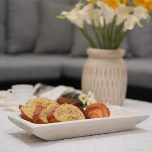 Plateau de service rectangulaire en bois rustique élégant, style naturel - Product Image 1