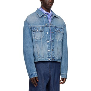 Chaqueta de Mezclilla Lavada Informal para Hombre, Cuello Camisero, Cierre de Botones, Corte Corto, Ajuste Regular, Material de Algodón - Product Image 2