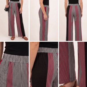 Women Maternity Striped Straight Leg Pants Contrast Color Loose Fit Full Length Night Sleepwear Summer Wear Maternity Pants - Product Image 4