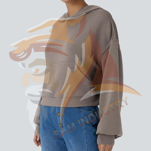 Latest Fashionable Breathable Pullover Women <b>Drop</b> Shoulder Hoodies Trendy Winter Knitted <b>Drop</b>-shoulder Hoodies for Women - Product Image 3