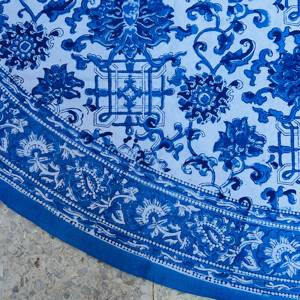 Nappe en coton faite à la main, imprimée de motifs floraux, avec serviettes assorties, écologique, durable, style chinois traditionnel, pour usage domestique - Product Image 2
