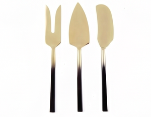 Stainless Steel <b>Cheese</b> <b>Knife</b> <b>Set</b> With Gold Finish And Black Handles Durable <b>Cheese</b> Tools For Serving Use And Hotel Use - Product Image 1