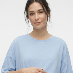 T-shirt de maternité surdimensionné pour femme, col rond long, polyester/coton, grande taille, vêtements décontractés, t-shirts de grossesse, logo personnalisé - Product Image 6