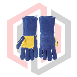 Blue Leather Stitched Working Gloves Lining Full Safety Anti-static <b>Fire</b> Fighting Flexible Breathable Tear-Resistant - Product Image 5