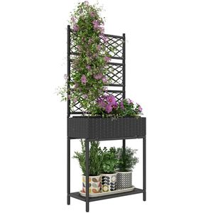 Fioriera Nera da Esterno con Supporto per Piante, Vaso da Giardino, Letto per Piante - Recinzione, Traliccio e Cancelli Durevoli per la Coltivazione Esterna - Product Image 5