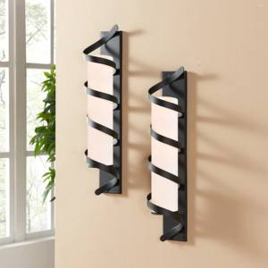 Meilleur design – Ensemble de appliques murales spirales en métal noir avec colonnes en verre dépoli, fixation sécurisée, éclat chaleureux, décoration contemporaine - Product Image 3