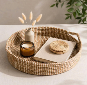 Handwoven Seagrass Office Storage Basket Natural Classic Design 3-6L Capacity Food Organizer <b>Bin</b> Fruit Table Decor Home Use - Product Image 2