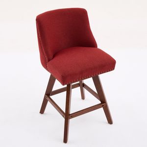 Set di 2 Sgabelli da Bar Girevoli Altezza Bancone, Altezza Seduta 26 Pollici, Rivestimento in Tessuto Rosso Vino - Product Image 5