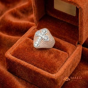 Mens Rose Gold Tone Moissanite Diamond <b>Cross</b> <b>Ring</b> Hip Hop Engagement & Wedding Gift Jewelry Modern Wear - Product Image 3