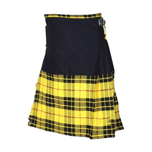 Jupe plissée à carreaux pour femmes, jaune et noir, en laine, mini, taille ajustable, toutes saisons - Product Image 3