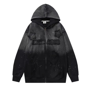 Sudadera con Capucha Personalizada con Lavado Ácido, Diseño Otoñal, Bordado con Impresión Digital, Ecológica, Unisex, de Lujo, en Poliéster/Algodón - Product Image 1