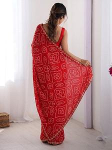Georgette Silk Bandhani <b>Saree</b> Elegant Lace Border Traditional Indian Ethnic Wear Handcrafted Tie Dye Party Wedding Quick Dry Sun - Product Image 3