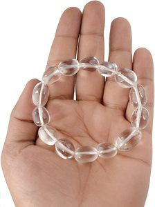 Crystal <b>bracelet</b> Clear Crystal quartz Tumbled <b>Bracelet</b> <b>Beads</b> 8mm Stone Crystal Gemstone Fashion Jewelry <b>Men</b> and - Product Image 3