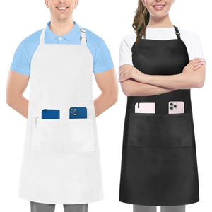 OEM Unisex Cotton Woven <b>Apron</b> With Pockets For Restaurant Bar Waiter Staff Black And <b>White</b> Options Snap Closure - Product Image 6