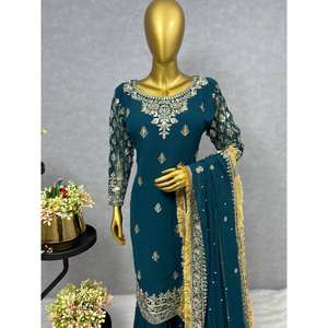 Hermoso mono superior Sharara con detalle de trabajo de secuencia Dupatta para fiestas - Product Image 2