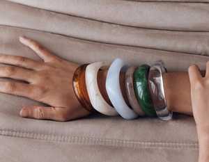Handmade Marble Resin Bangle Stackable Chunky Geometric Wave Resin Craft Transparent Cuff Bracelet Set Jewelry Wholesale - Product Image 1